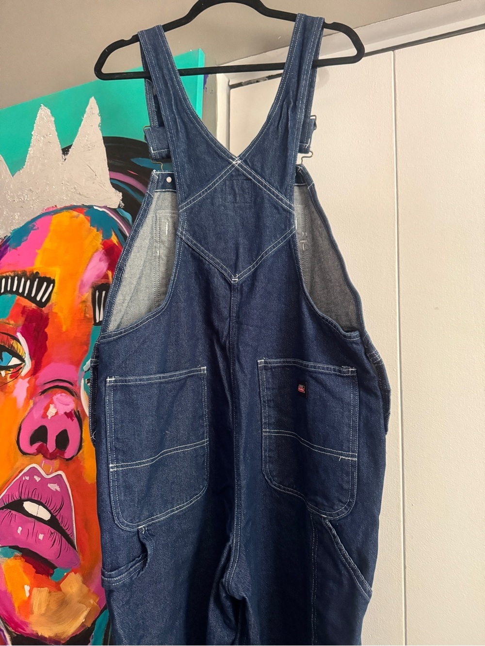 Genuine Dickies Ultra Tough Blue Denim Bib Overalls Men's Medium - Picture 8 of 13